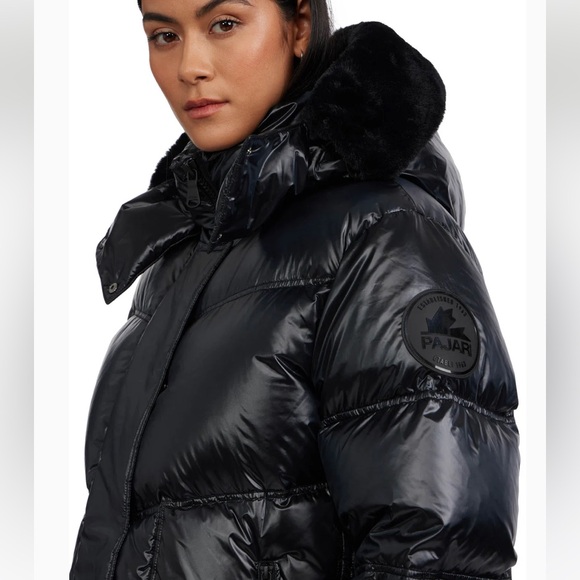 ❄️☃️❄️Pajar Phoebe Chevron Short Black Puffer Size M❄️☃️❄️ - Picture 2 of 11